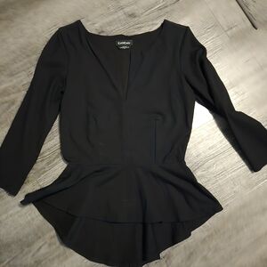BEBE Peplum Black Blouse